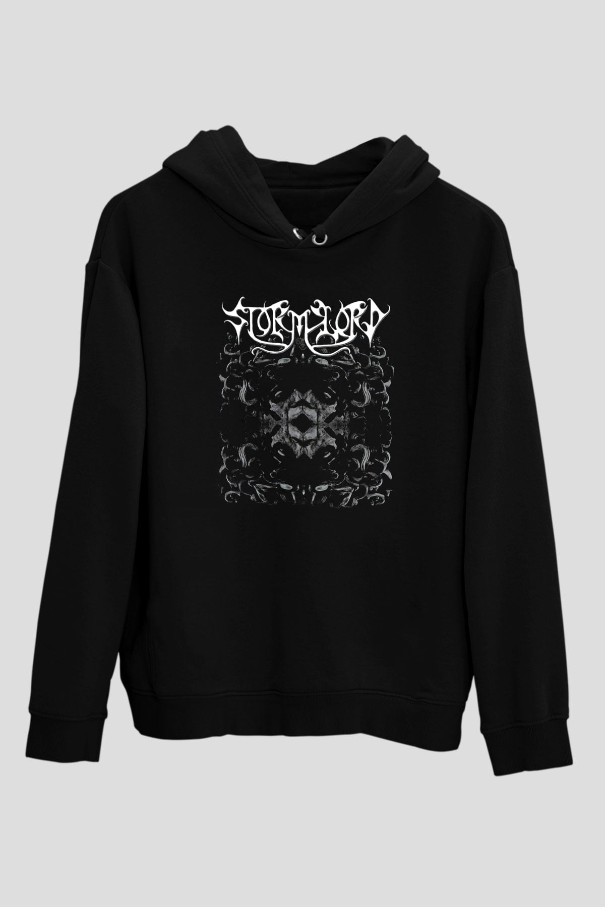 Stormlord Baskılı Unisex Siyah Kapüşonlu Sweatshirt