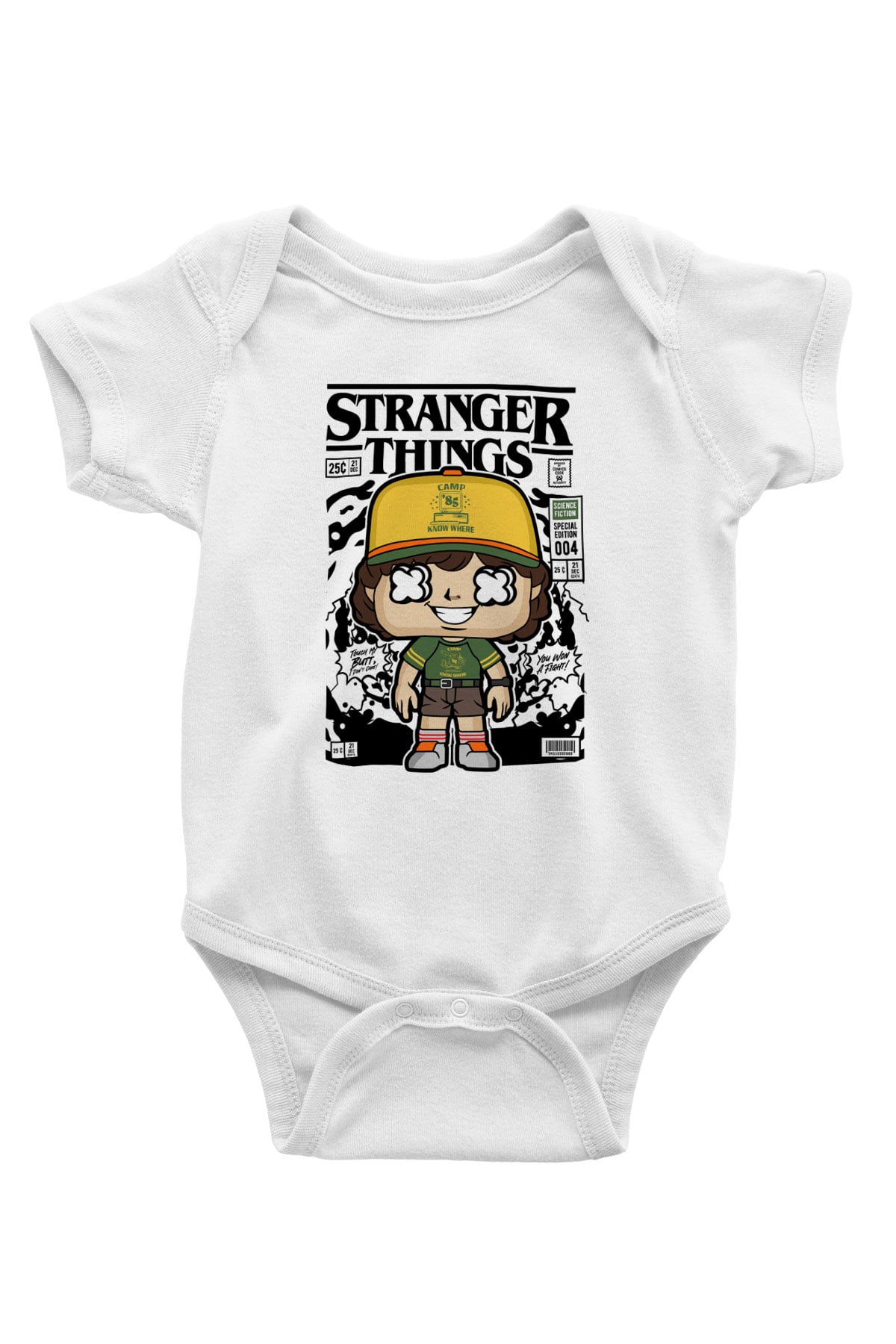 Stranger Things Baskılı Unisex Beyaz Bebek Body - Zıbın