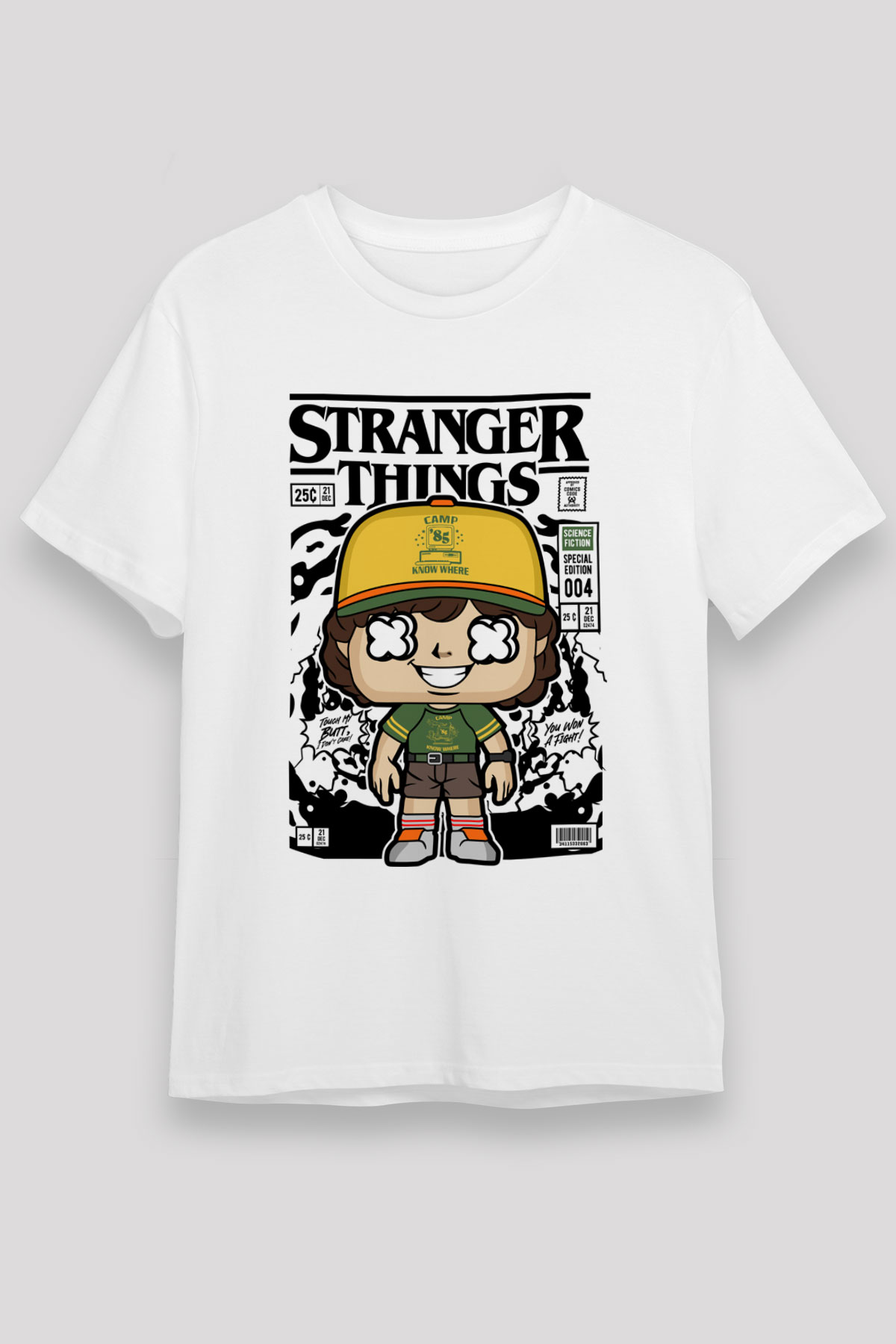 Stranger Things Baskılı Unisex Beyaz Tişört