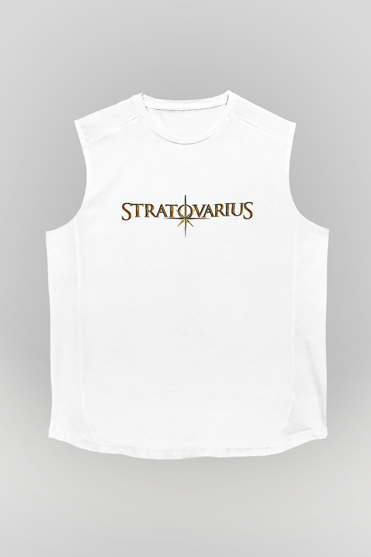Stratovarius Baskılı Beyaz Unisex Kolsuz Tişört - Tshirt