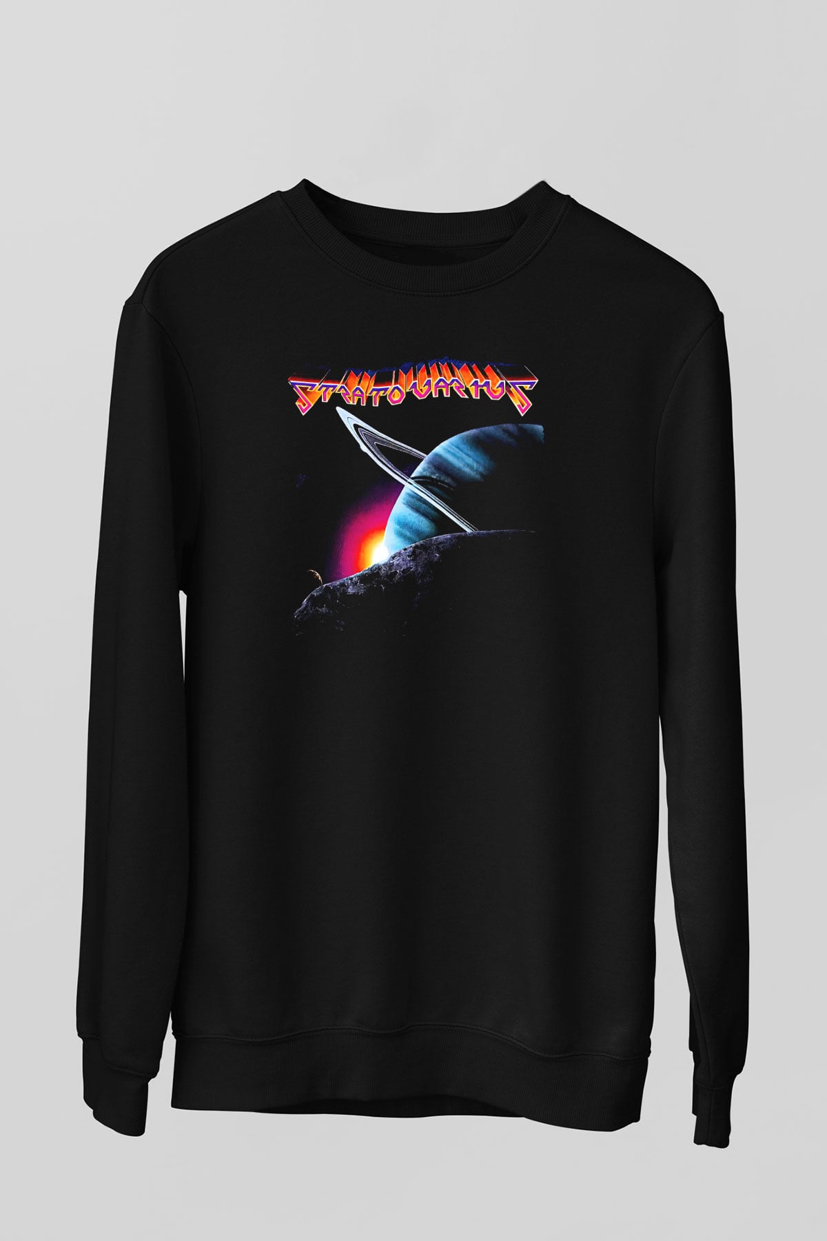 Stratovarius Baskılı Unisex Siyah Sweatshirt
