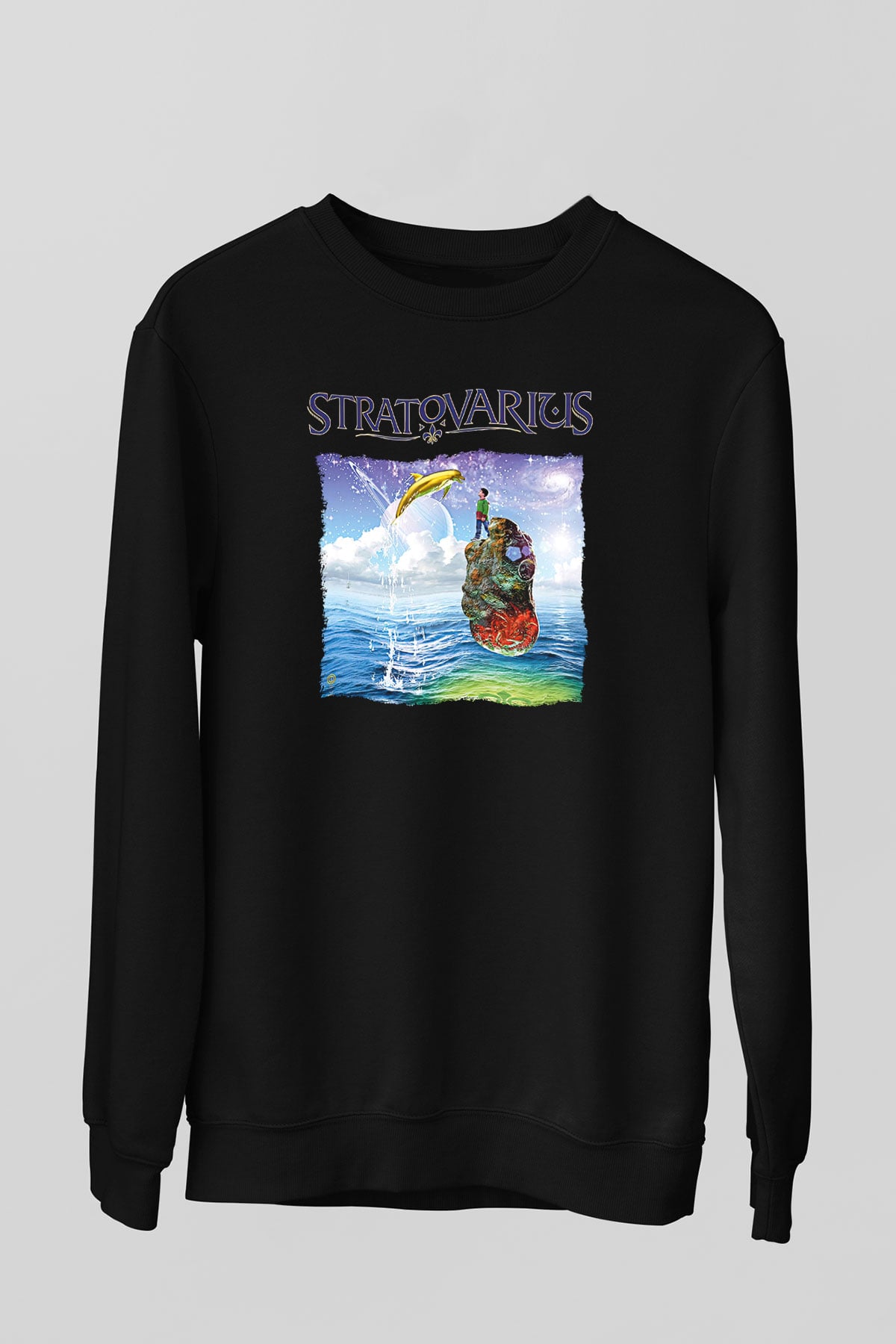 Stratovarius Baskılı Unisex Siyah Sweatshirt