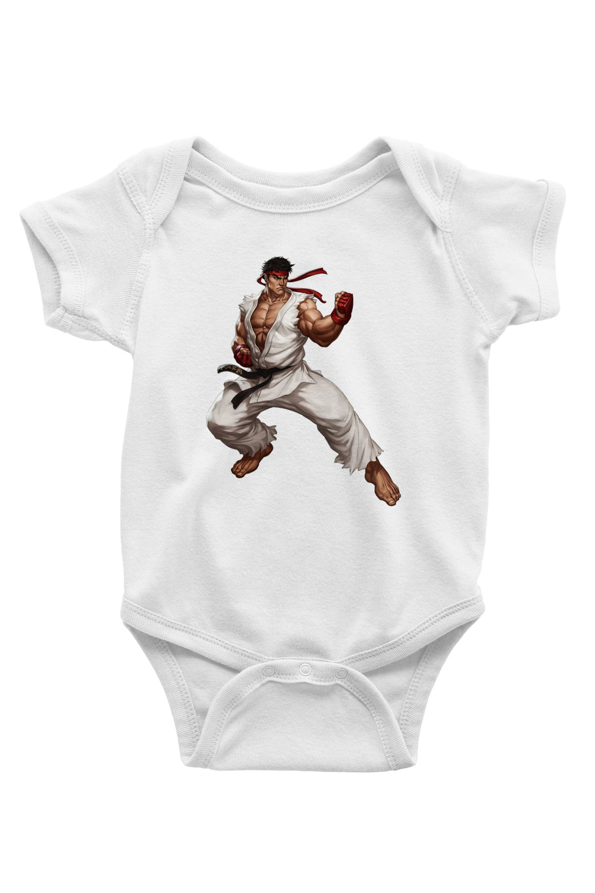 Street Fighter Baskılı Beyaz Unisex Bebek Body - Zıbın