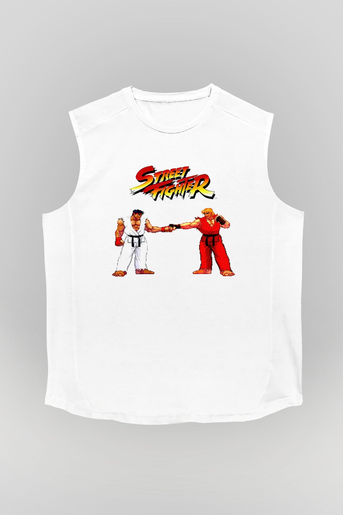 Street Fighter Beyaz Unisex  Kolsuz Tişört
