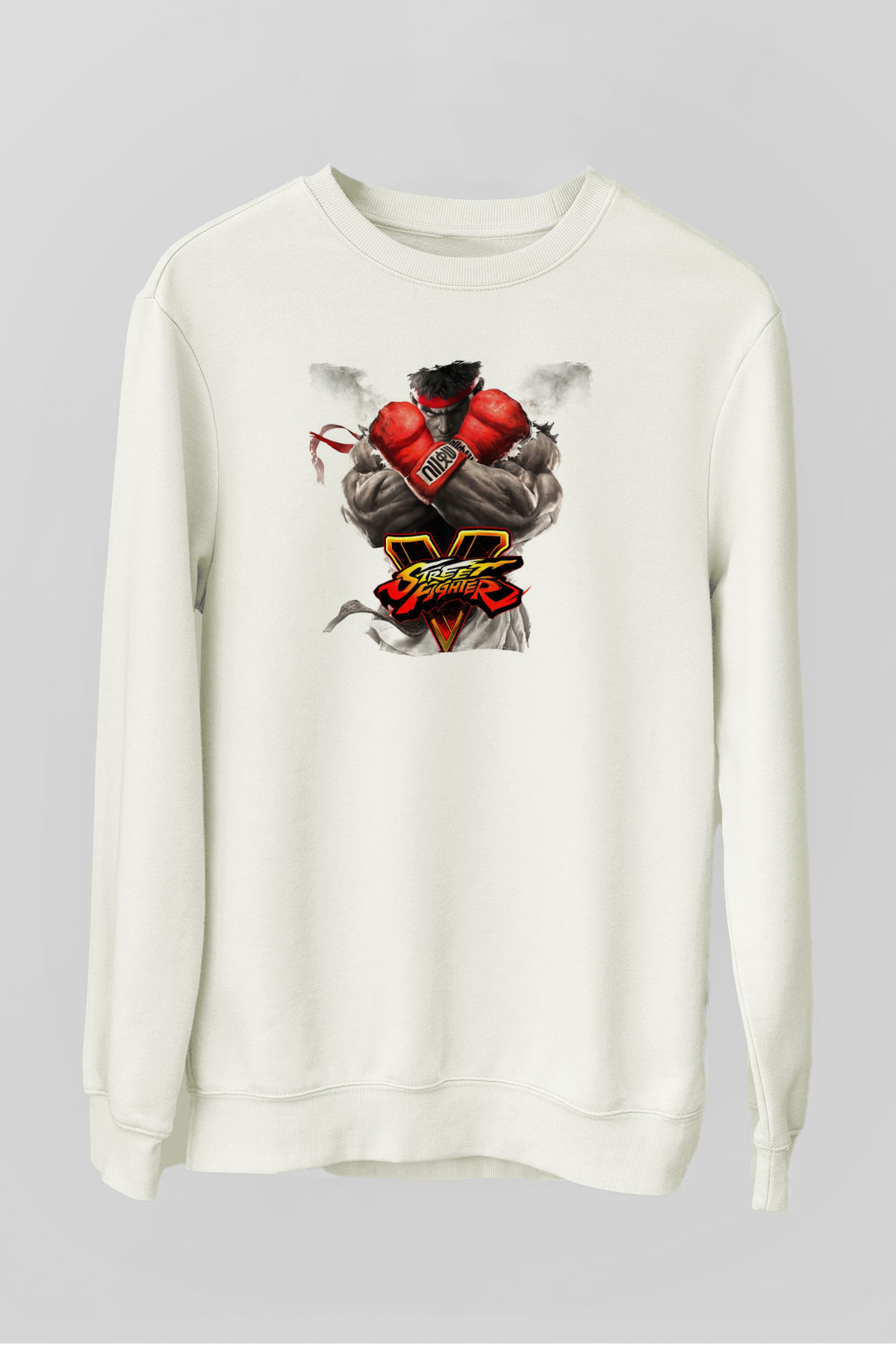 Street Fighter Beyaz Unisex Sweatshirt