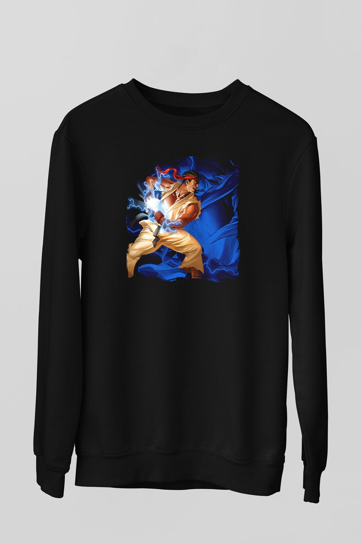 Street Fighter Siyah Unisex Sweatshirt