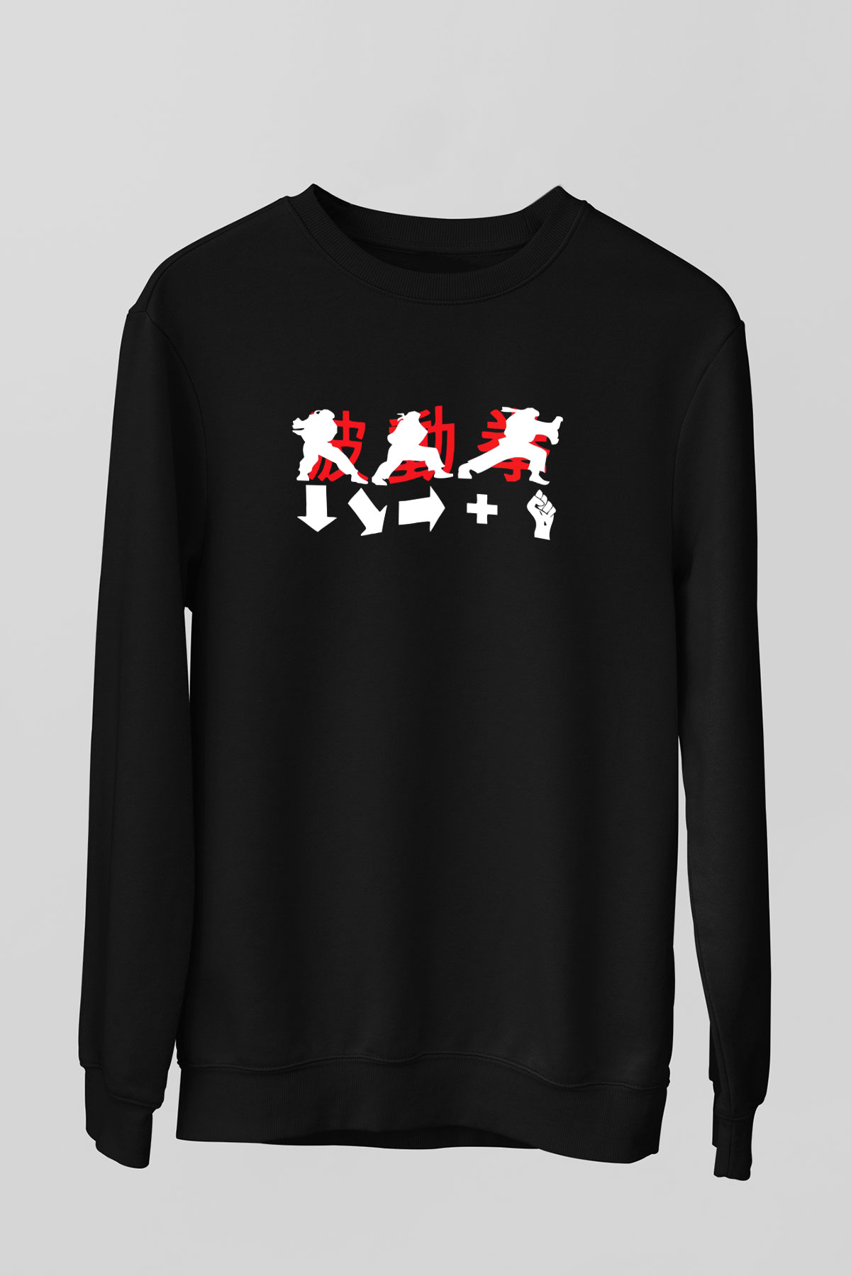 Street Fighter Siyah Unisex Sweatshirt