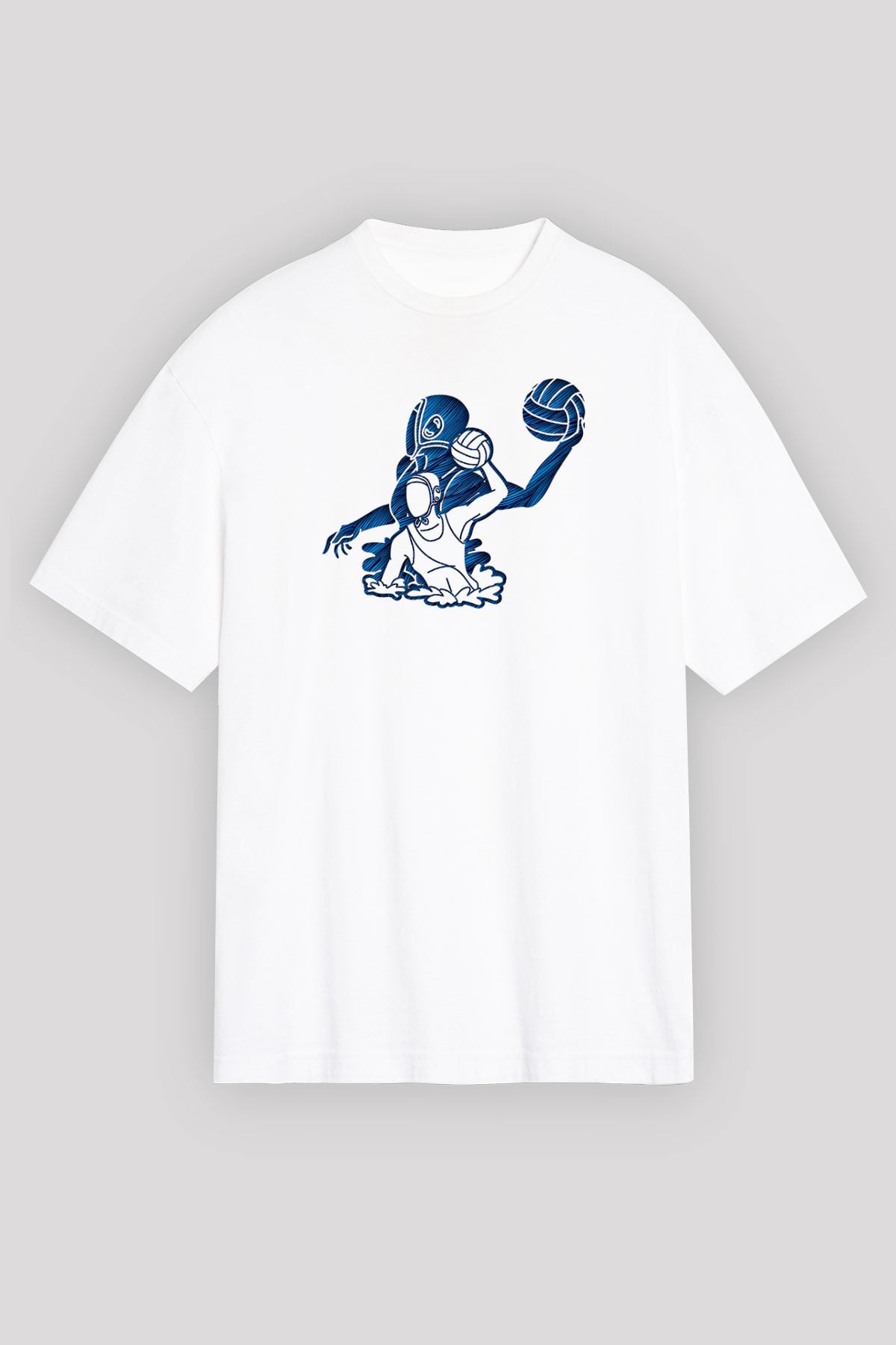 Su Topu Baskılı Unisex Beyaz Oversize Tişört - Tshirt