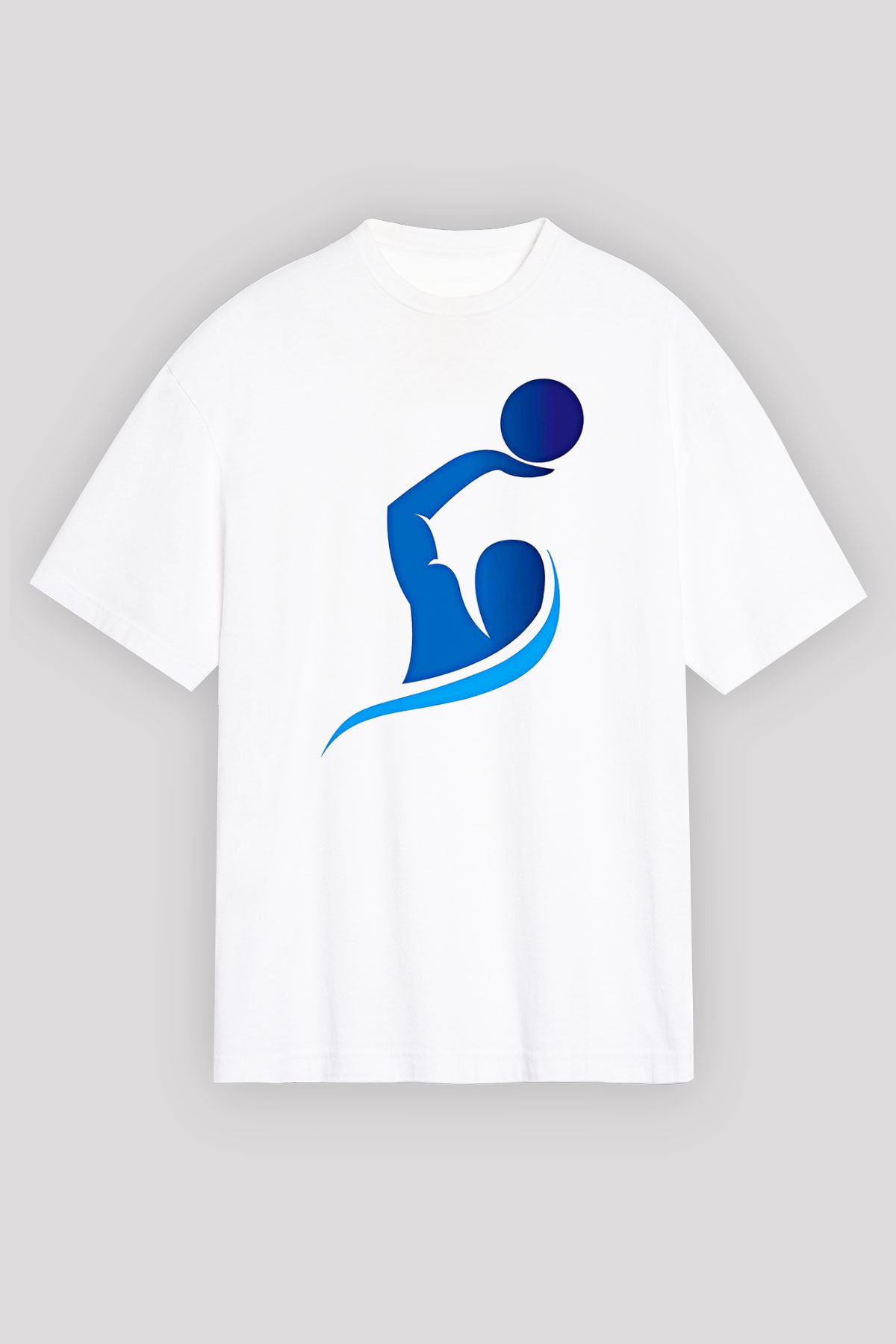 Su Topu Baskılı Unisex Beyaz Oversize Tişört - Tshirt