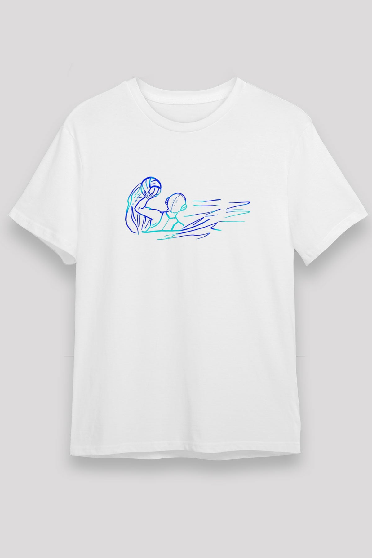 Su Topu Baskılı Unisex Beyaz Tişört - Tshirt