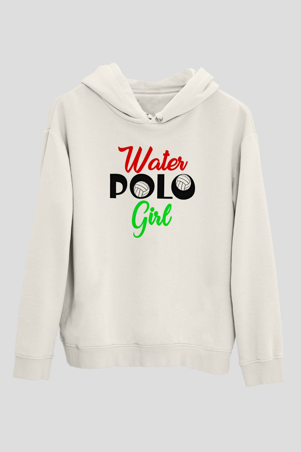 Su Topu Baskılı Unisex Ekru Hoodie