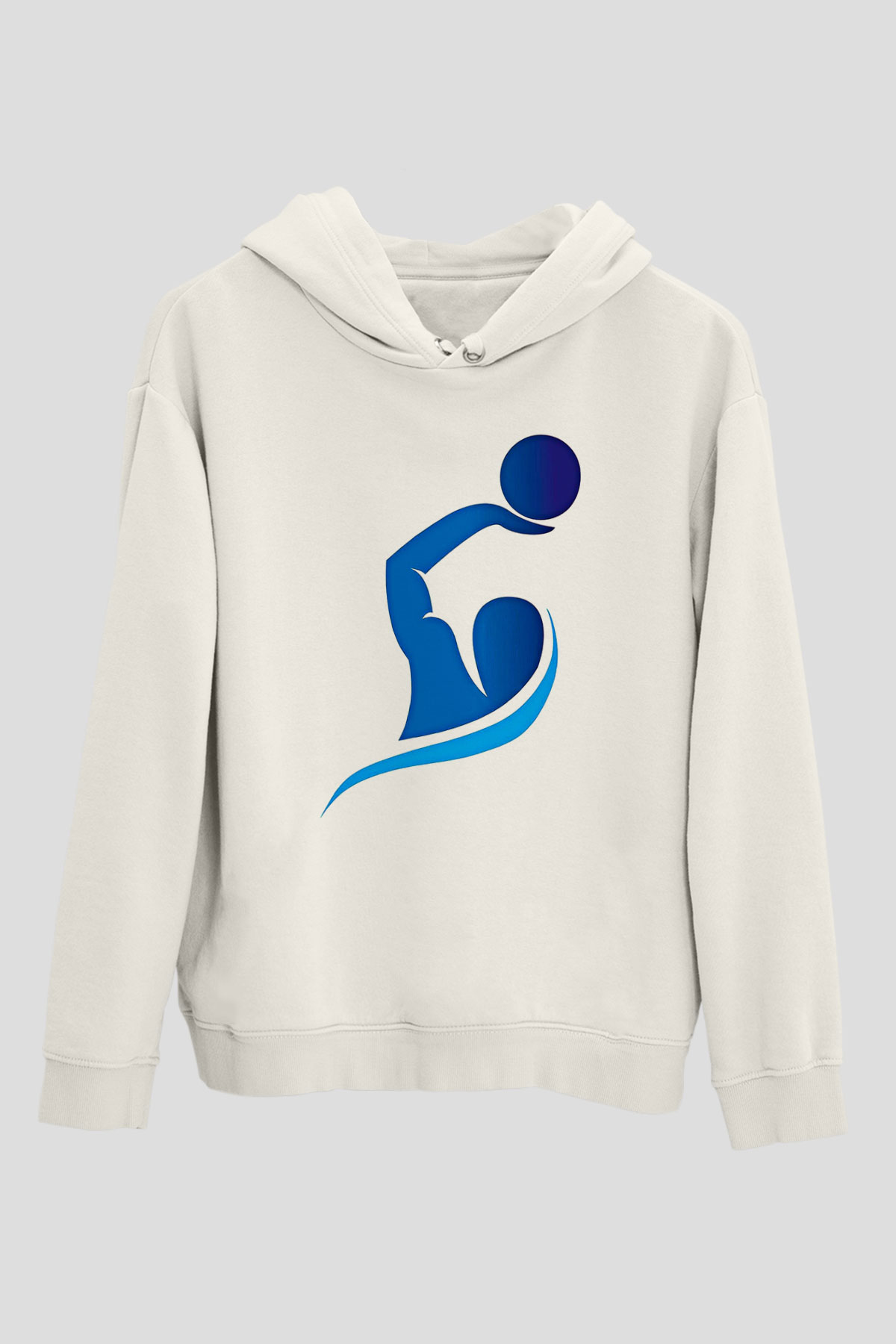 Su Topu Baskılı Unisex Ekru Hoodie