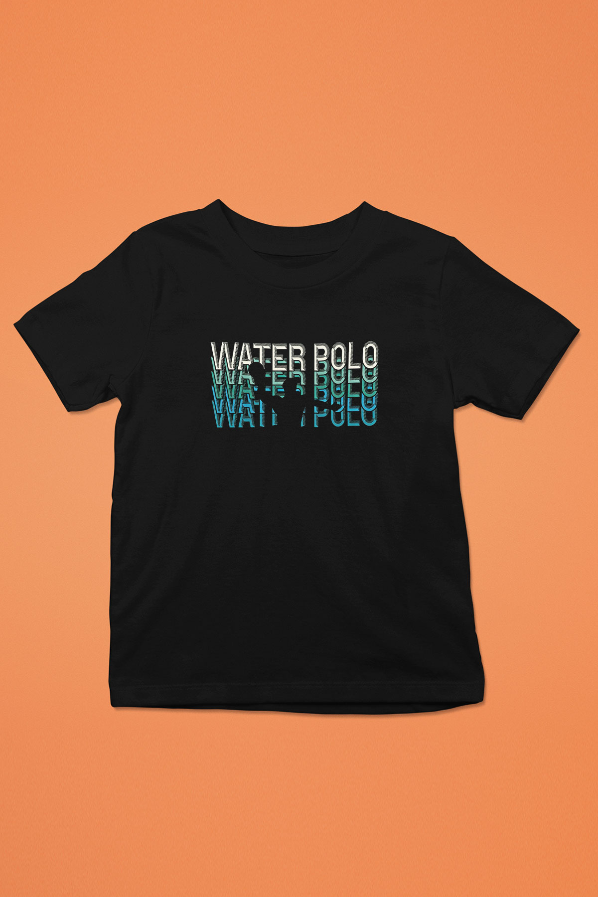 Su Topu - Water Polo Baskılı Unisex Siyah Çocuk Tİşörtü - Tshirt