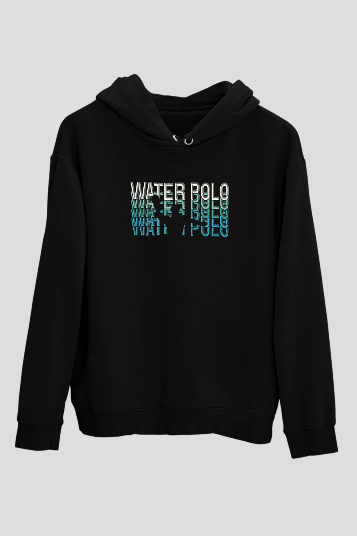 Su Topu - Water Polo Baskılı Unisex Siyah Kapüşonlu Sweatshirt