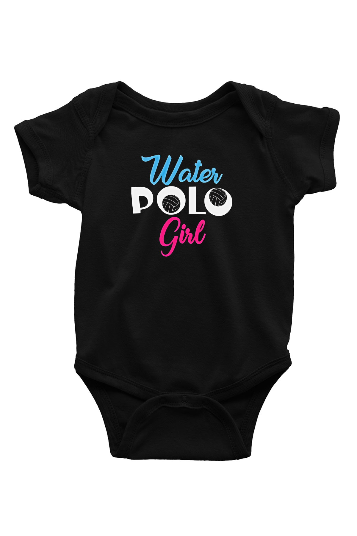 Su Topu - Water Polo Baskılı Unisex Siyah Bebek Body - Zıbın