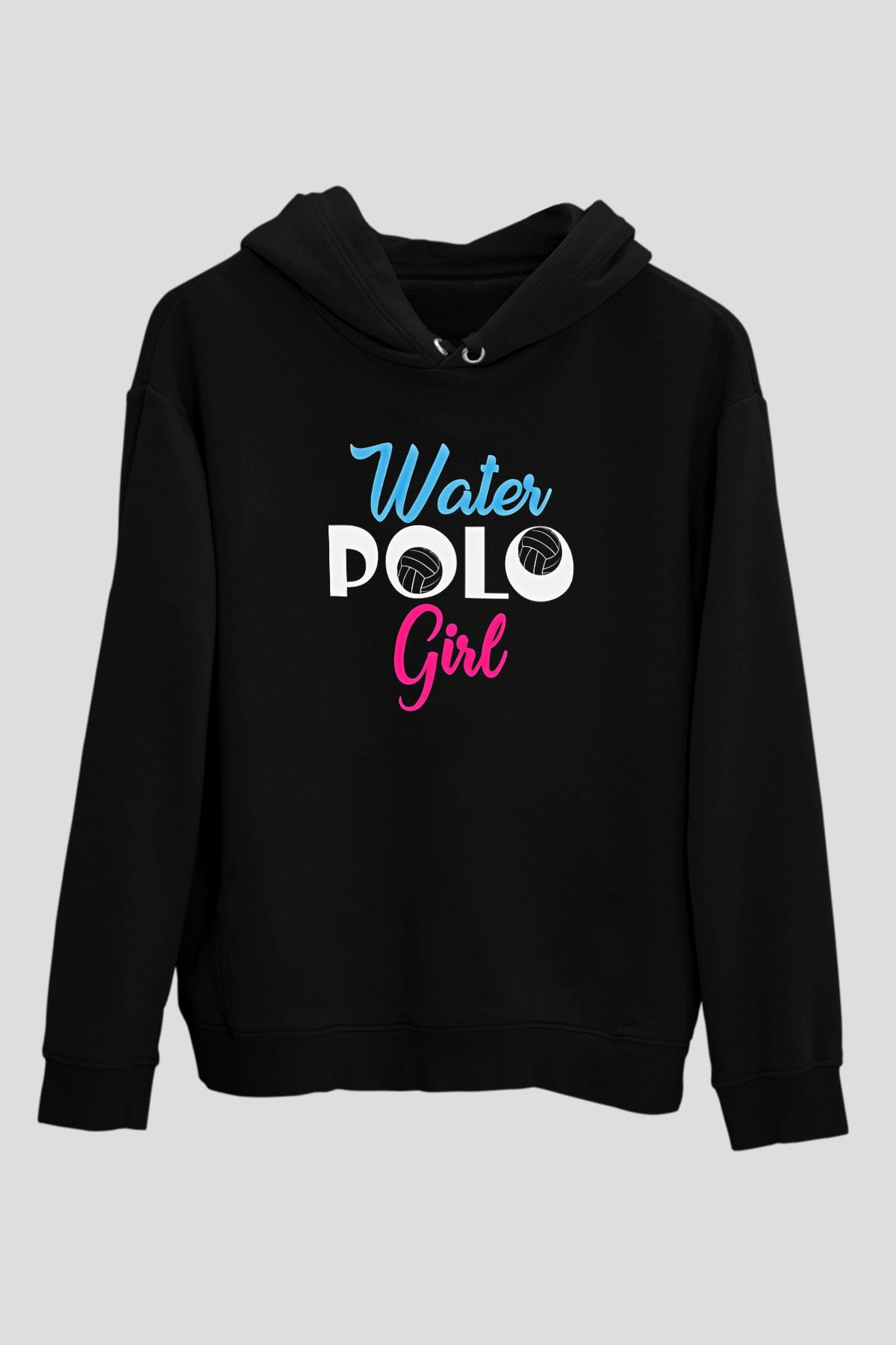 Su Topu - Water Polo Baskılı Unisex Siyah Kapüşonlu Sweatshirt