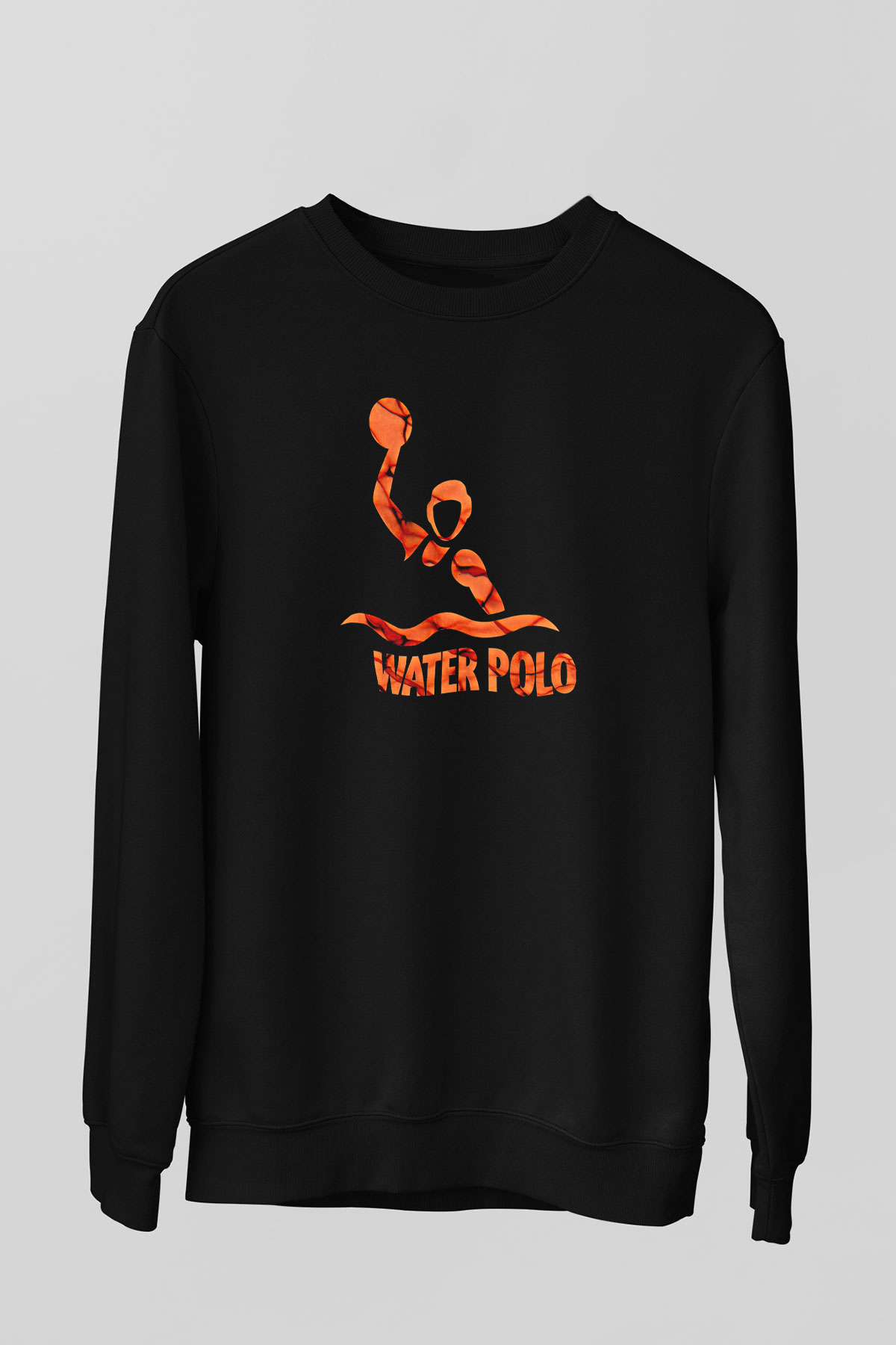 Su Topu - Water Polo Baskılı Unisex Siyah Sweatshirt