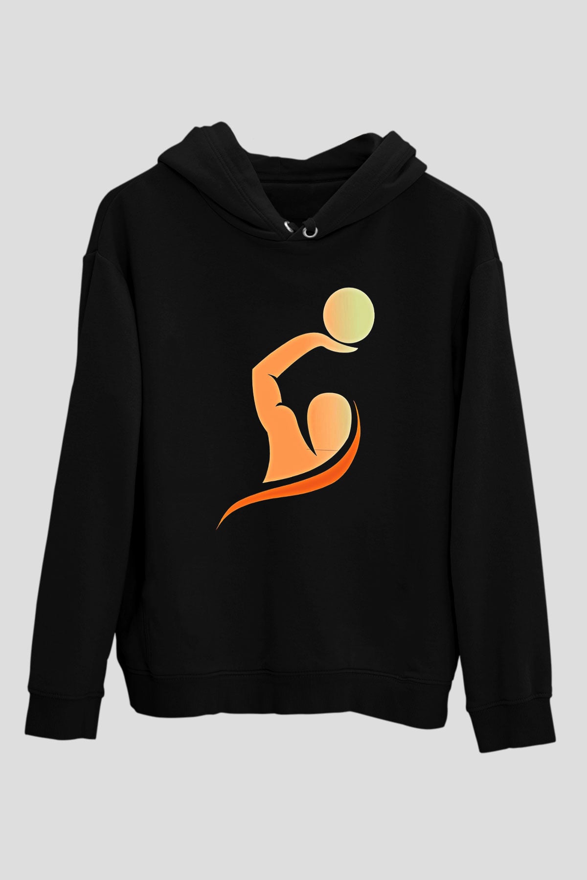 Su Topu - Water Polo Baskılı Unisex Siyah Kapüşonlu Sweatshirt