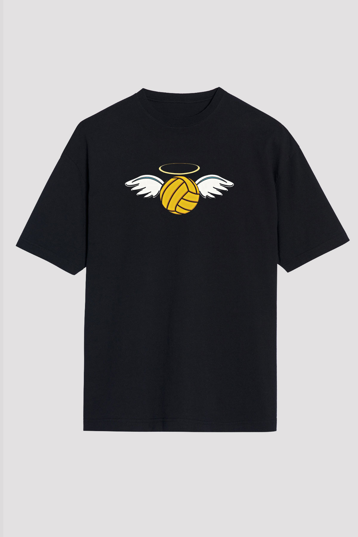 Su Topu - Water Polo Baskılı Unisex Siyah Oversize Tişört