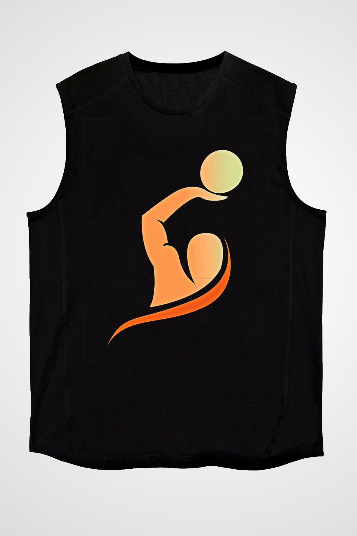 Su Topu - Water Polo Baskılı Unisex Siyah Kolsuz Tişört