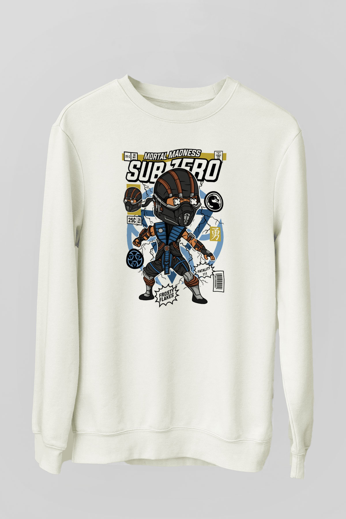 Sub Zero Baskılı Unisex Beyaz Sweatshirt