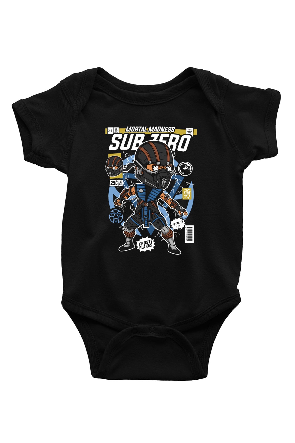 Subzero Baskılı Unisex Siyah Bebek Body - Zıbın