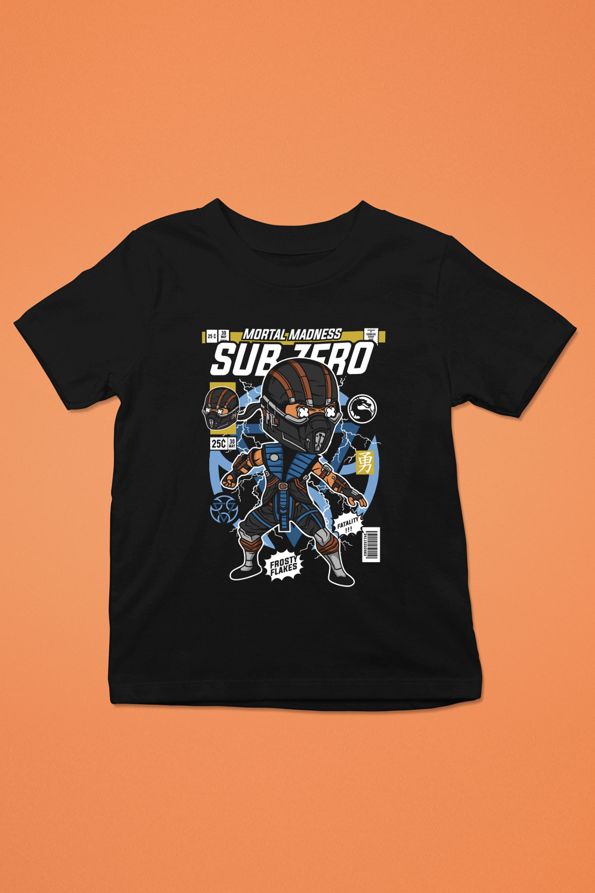 Subzero Baskılı Unisex Siyah Çocuk Tişört