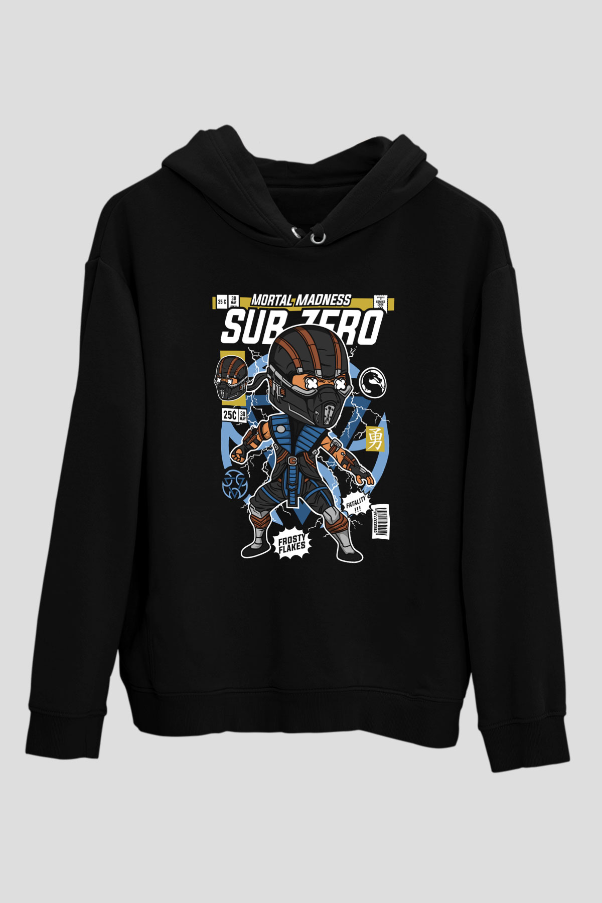 Subzero Baskılı Unisex Siyah Hoodie