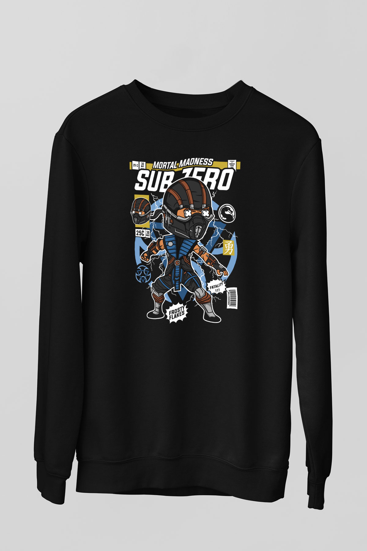 Subzero Baskılı Unisex Siyah Sweatshirt
