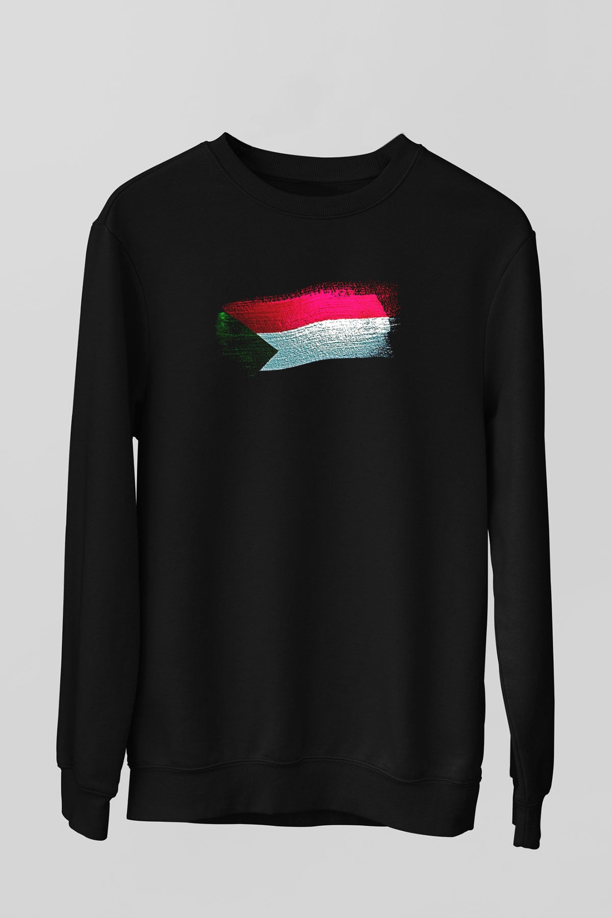 Sudan Bayrağı Baskılı Unisex Siyah Sweatshirt