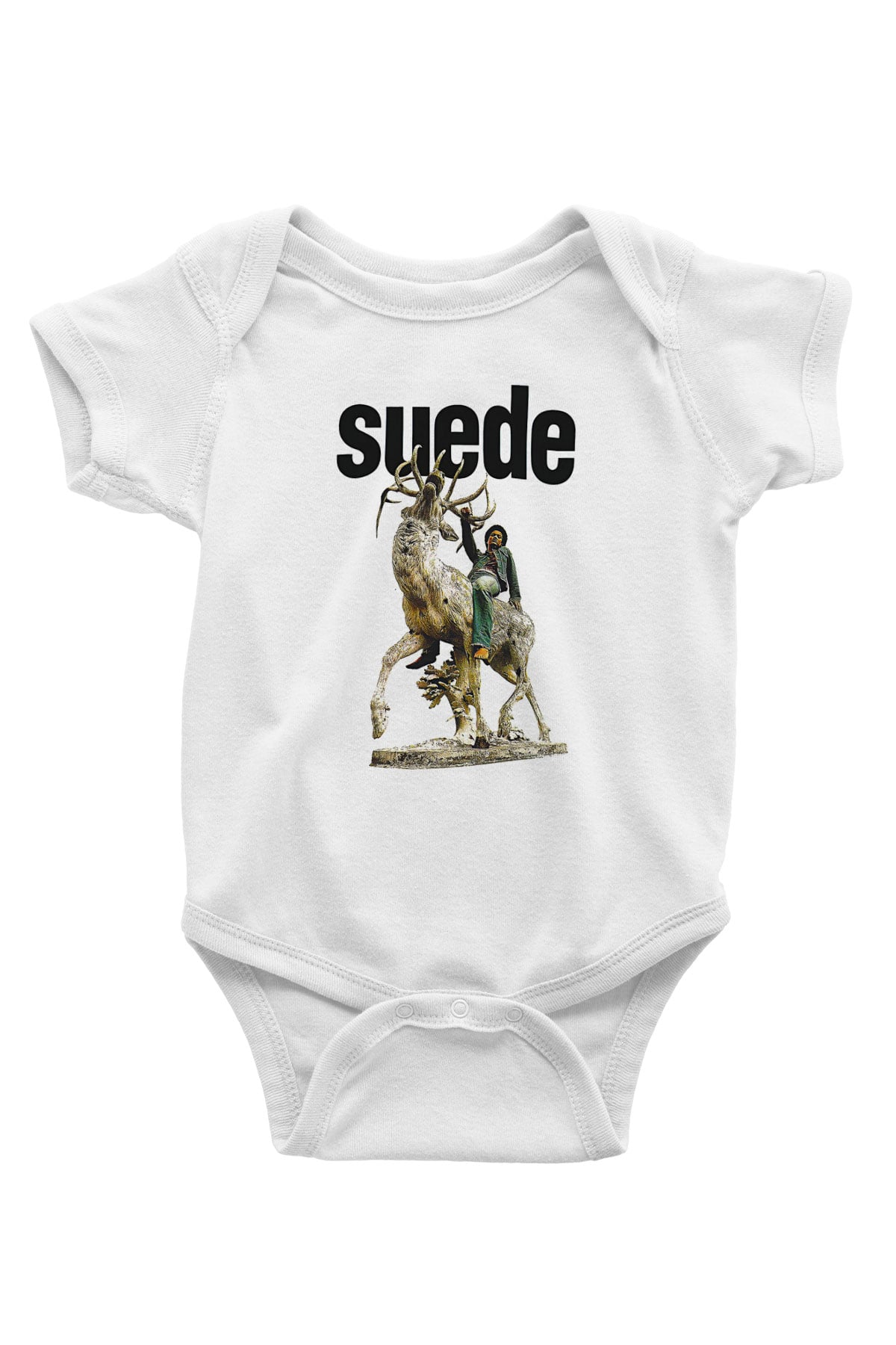 Suede Baskılı Beyaz Unisex Bebek Body - Zıbın
