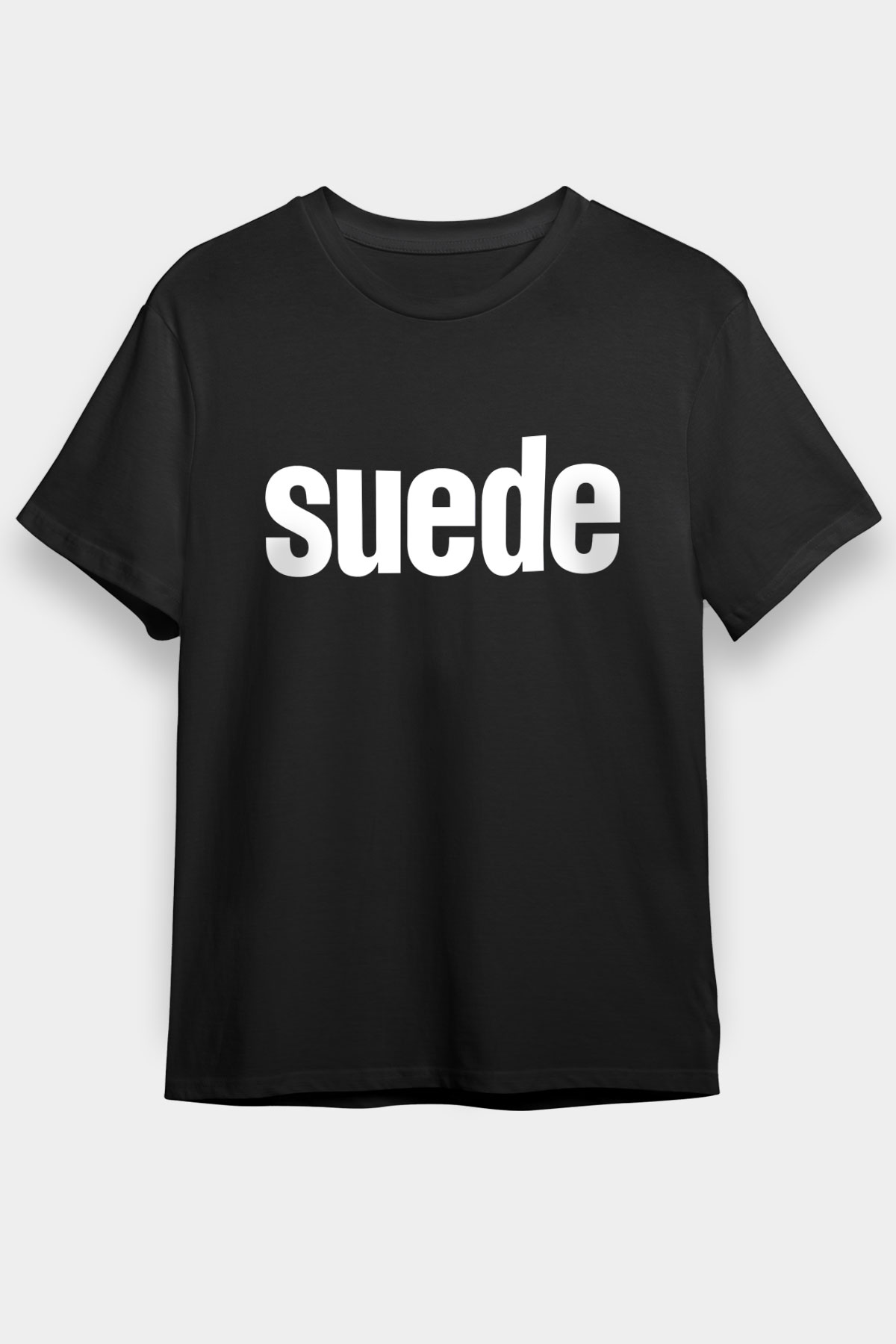 Suede Baskılı Unisex Siyah Tişört - Tshirt