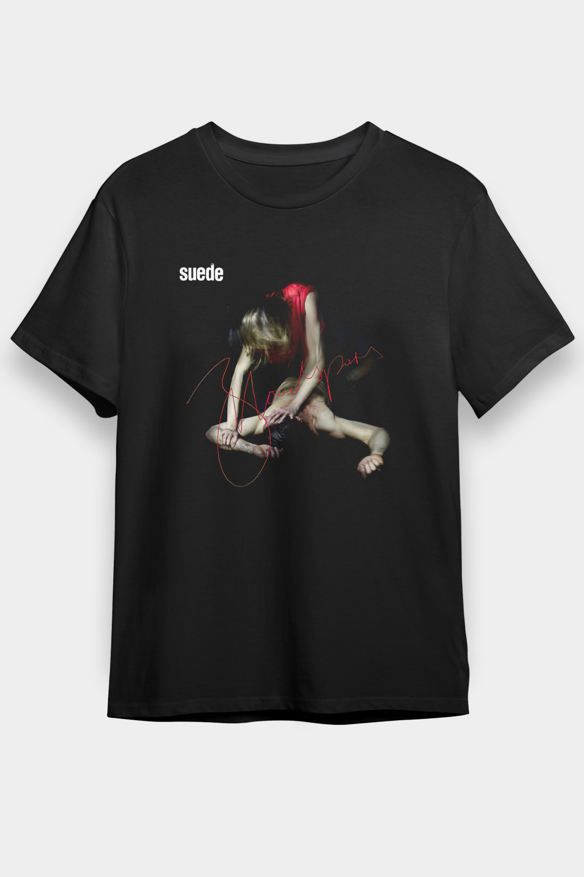 Suede Baskılı Unisex Siyah Tişört - Tshirt