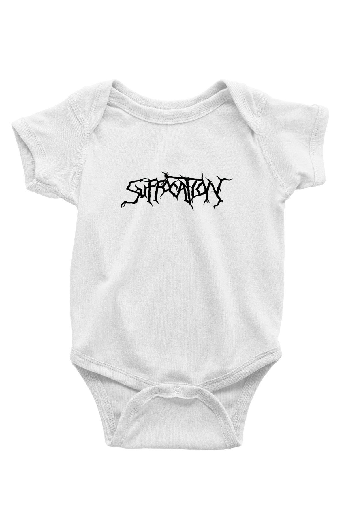Suffocation Baskılı Beyaz Unisex Bebek Body - Zıbın