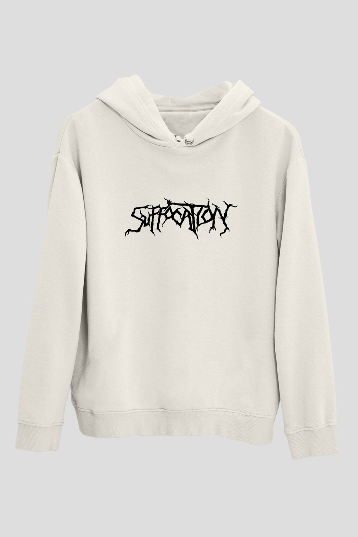 Suffocation Beyaz Unisex Kapşonlu Sweatshirt