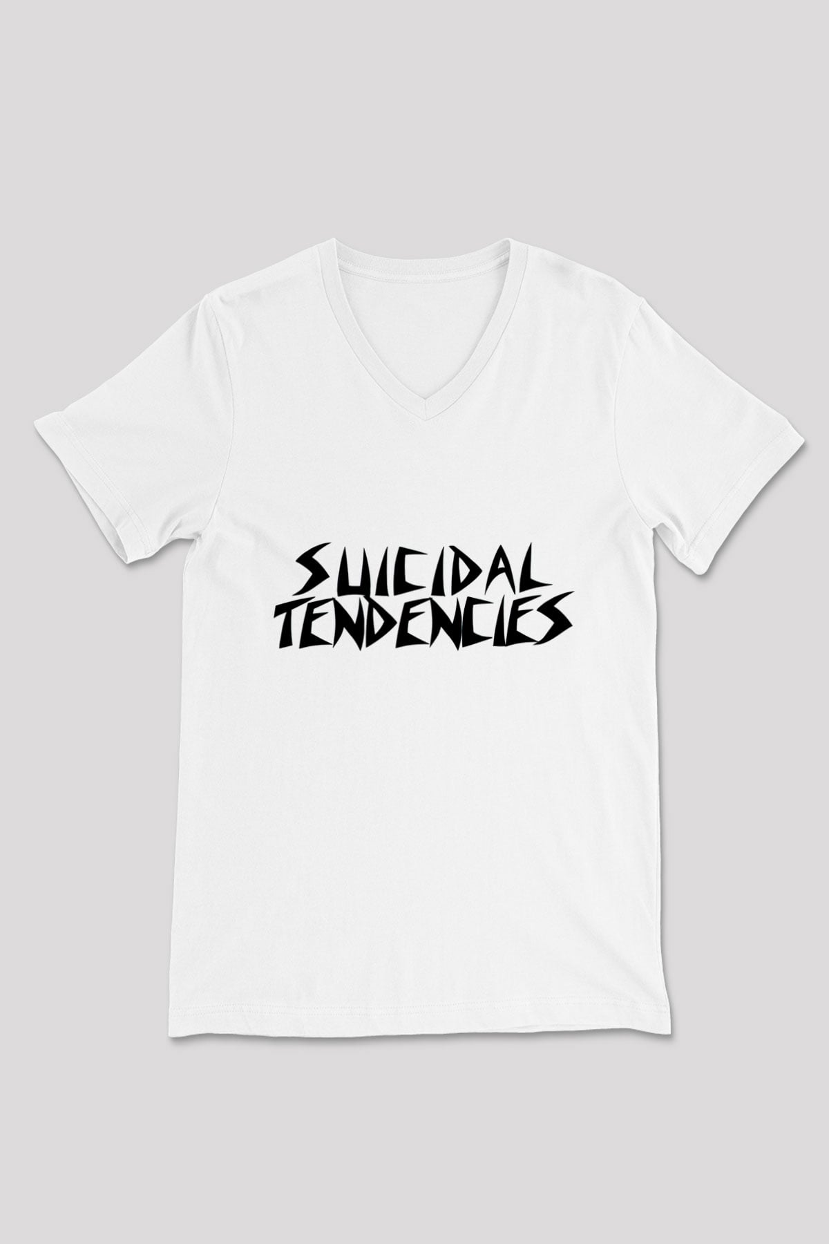 Suicidal Tendencies Beyaz Unisex V Yaka Tişört T-Shirt - V Yaka Tişört Fabrikası