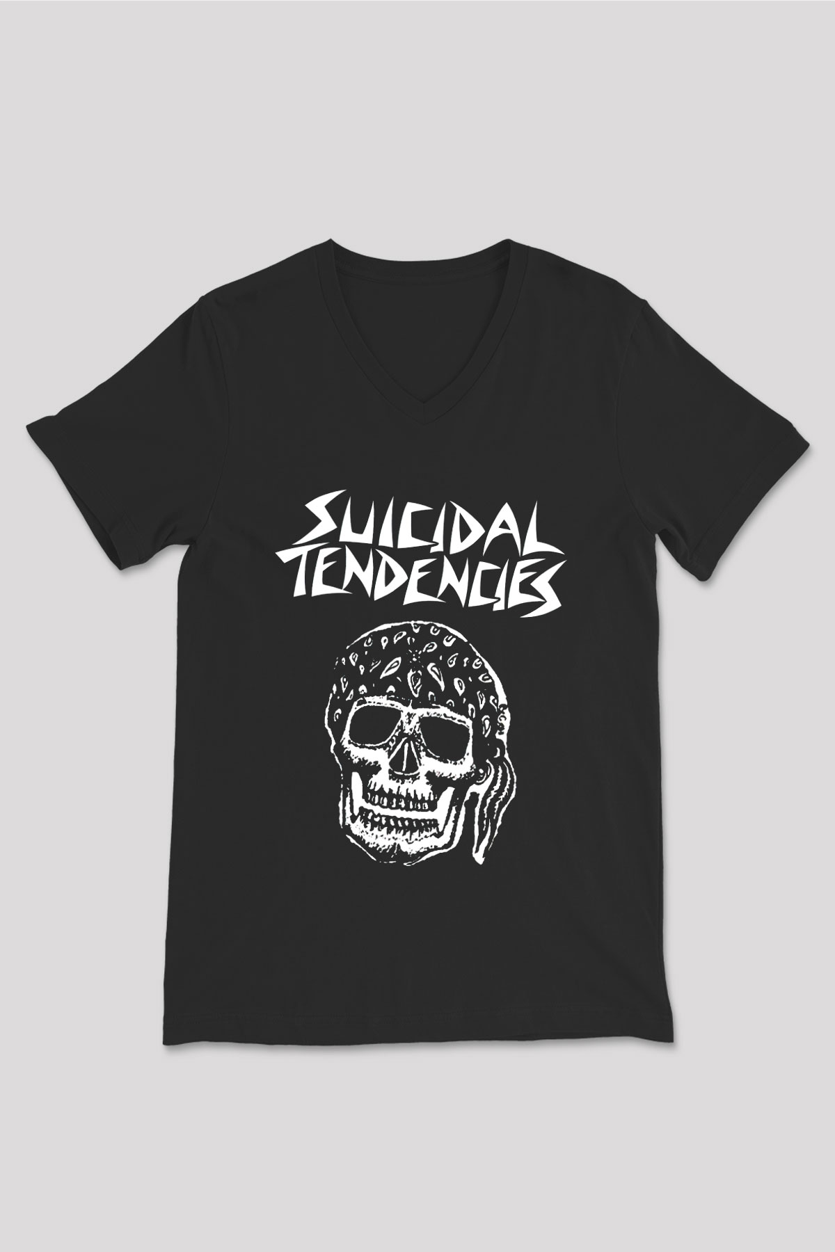 Suicidal Tendencies Siyah Unisex V Yaka Tişört T-Shirt