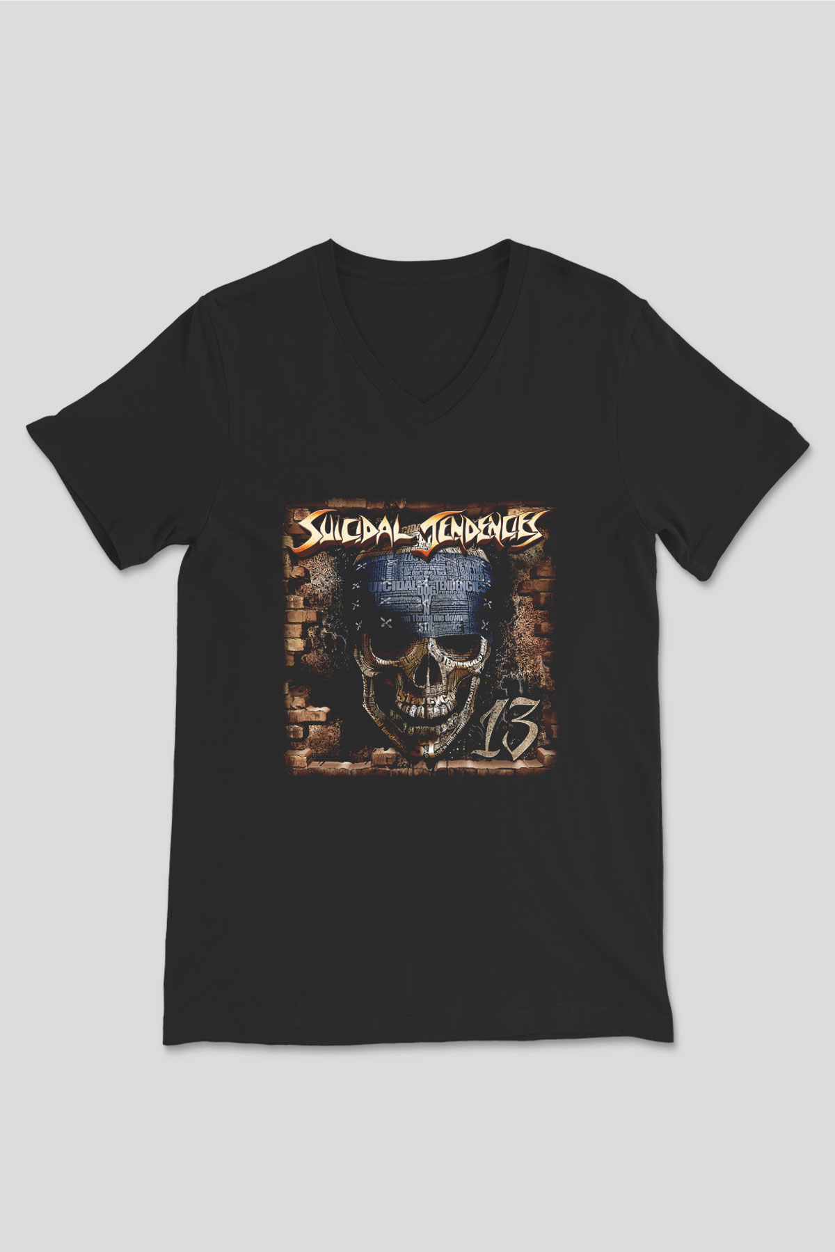 Suicidal Tendencies Siyah Unisex V Yaka Tişört T-Shirt