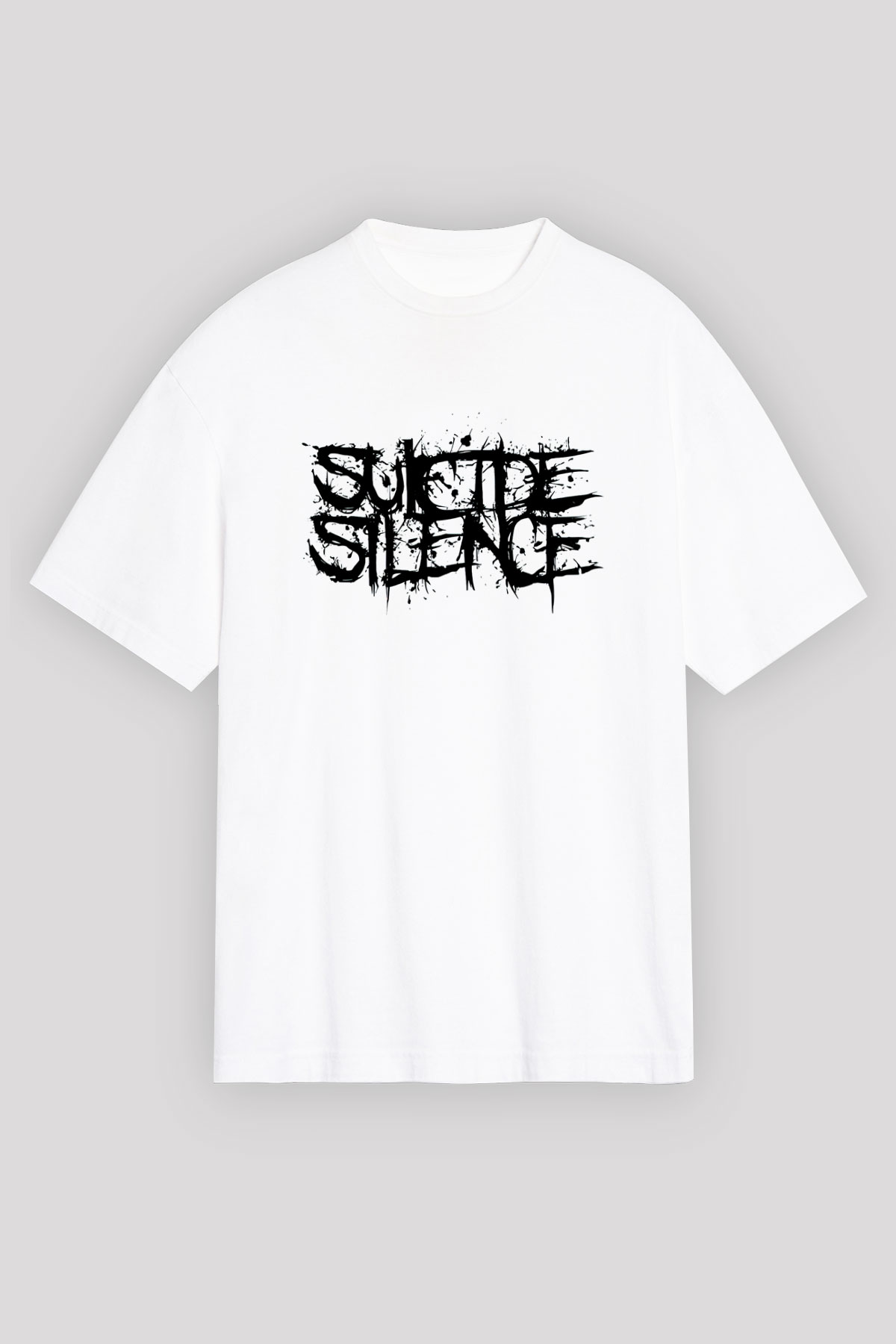 Suicide Silence Beyaz Unisex Oversize Tişört T-Shirt - Oversize Tişört Fabrikası