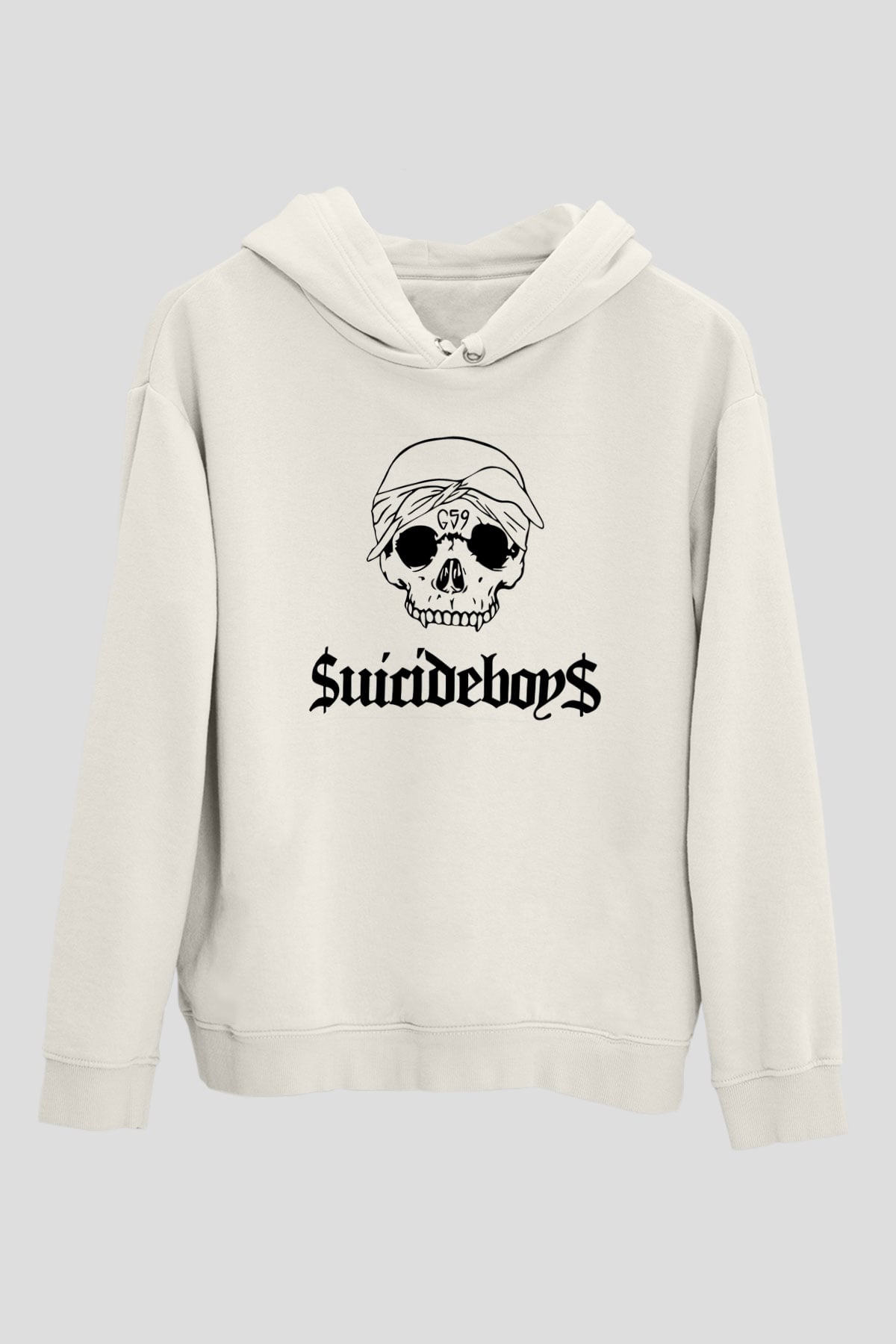 Suicideboys - $uicideboy$ Baskılı Beyaz Unisex Kapüşonlu Sweatshirt