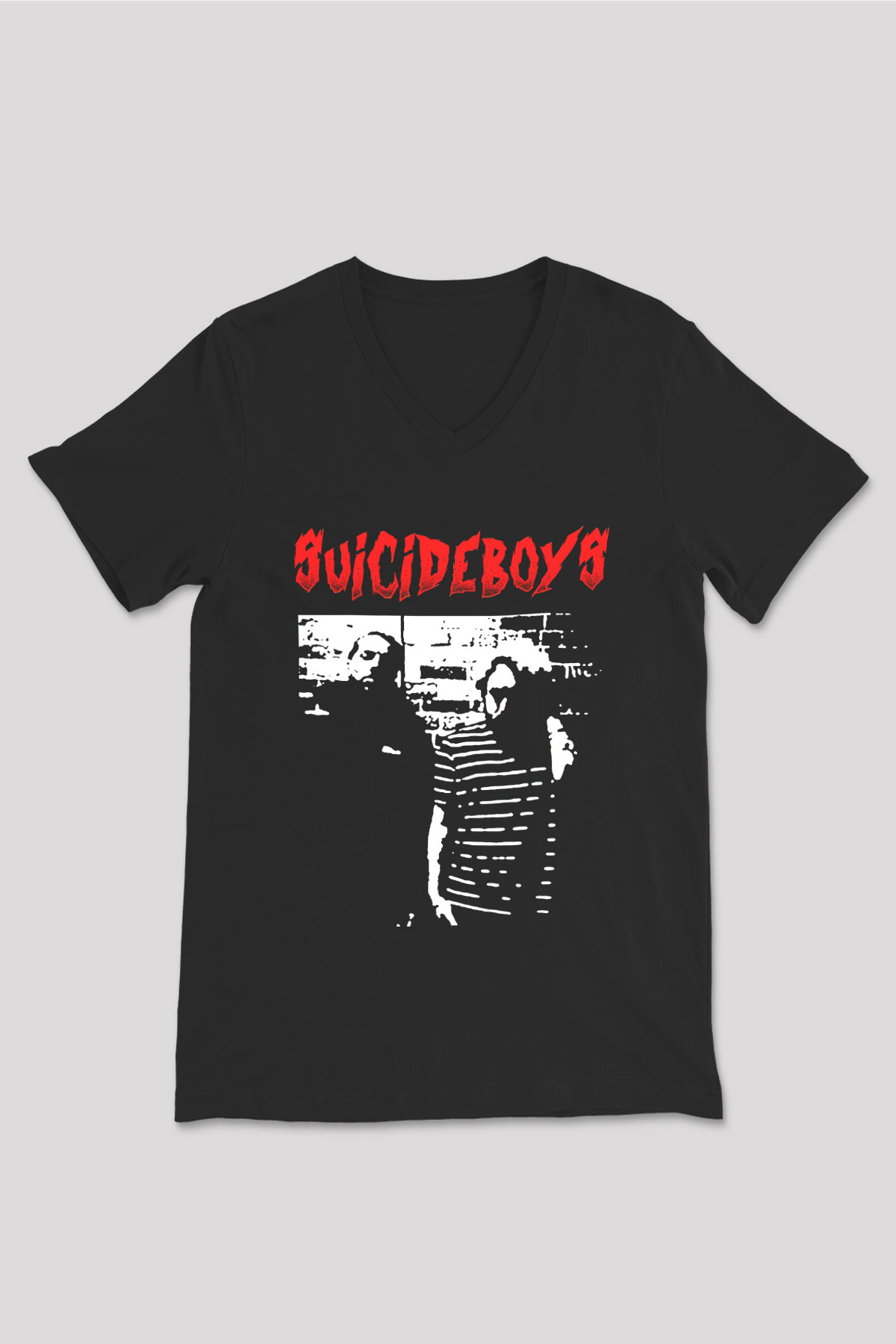 Suicideboys - $uicideboy$ Baskılı Unisex Siyah V Yaka Tişört - Tshirt