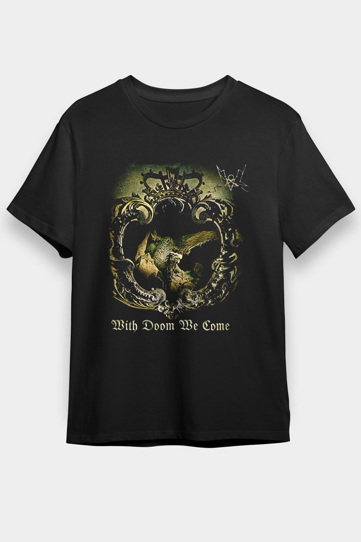 Summoning Baskılı Unisex Siyah Tişört - Tshirt