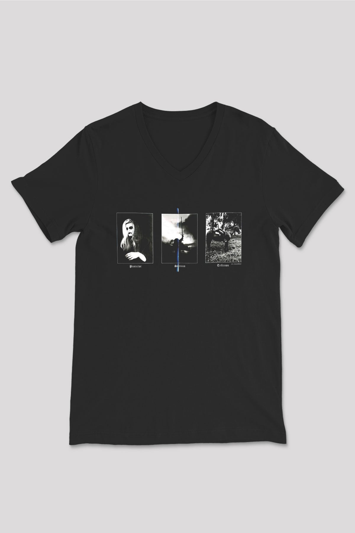 Summoning Baskılı Unisex Siyah V Yaka Tişört - Tshirt
