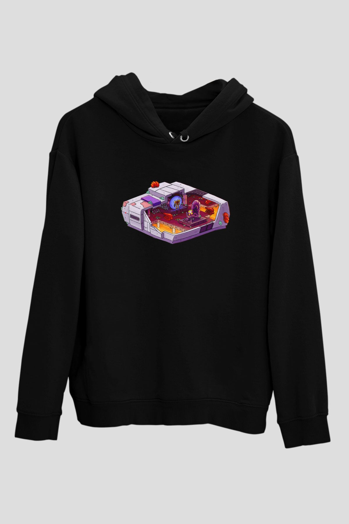Super Metroid Cartridge Art Siyah Unisex Hoodie