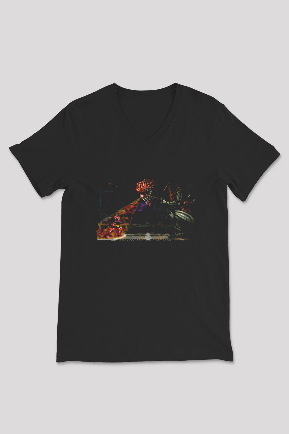 Super Metroid Cartridge Art Siyah Unisex  V Yaka Tişört
