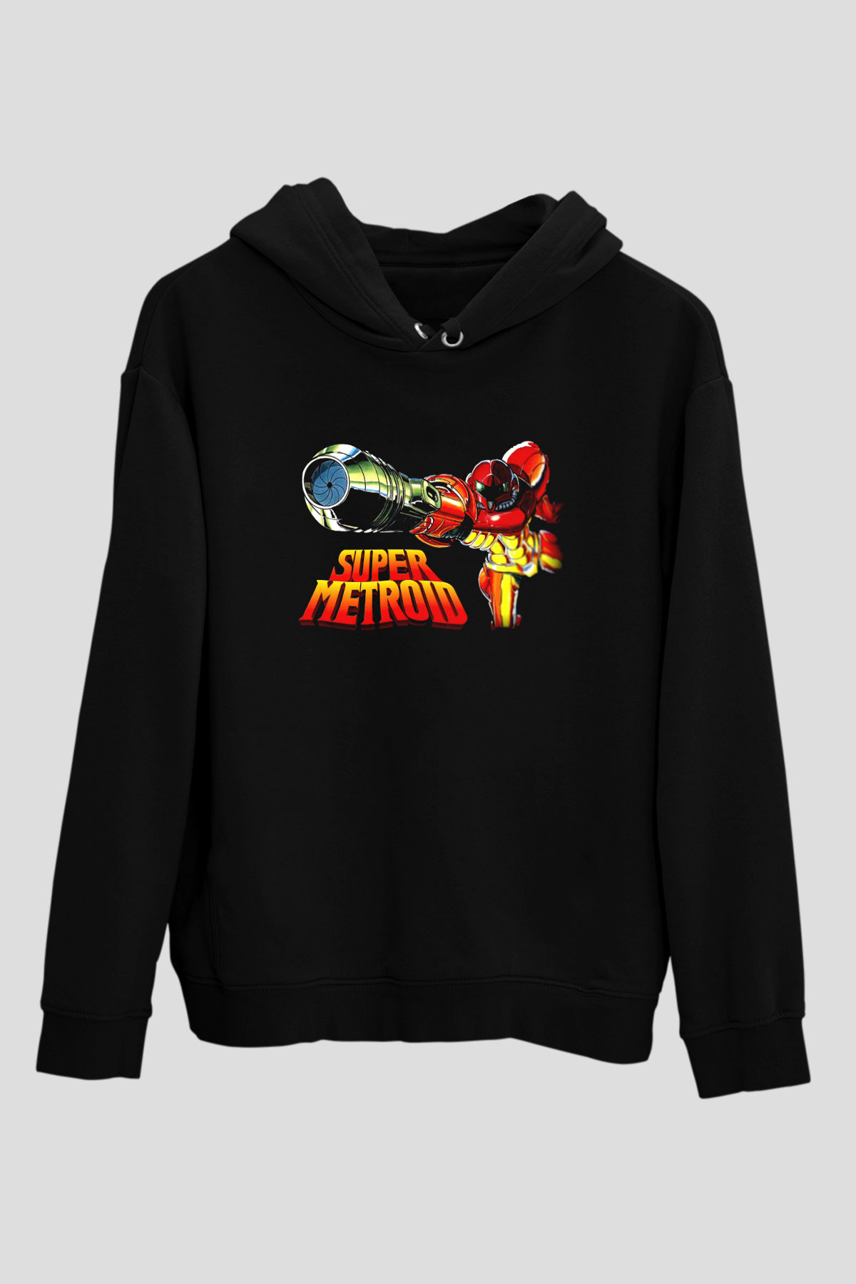 Super Metroid Cartridge Art Siyah Unisex Hoodie
