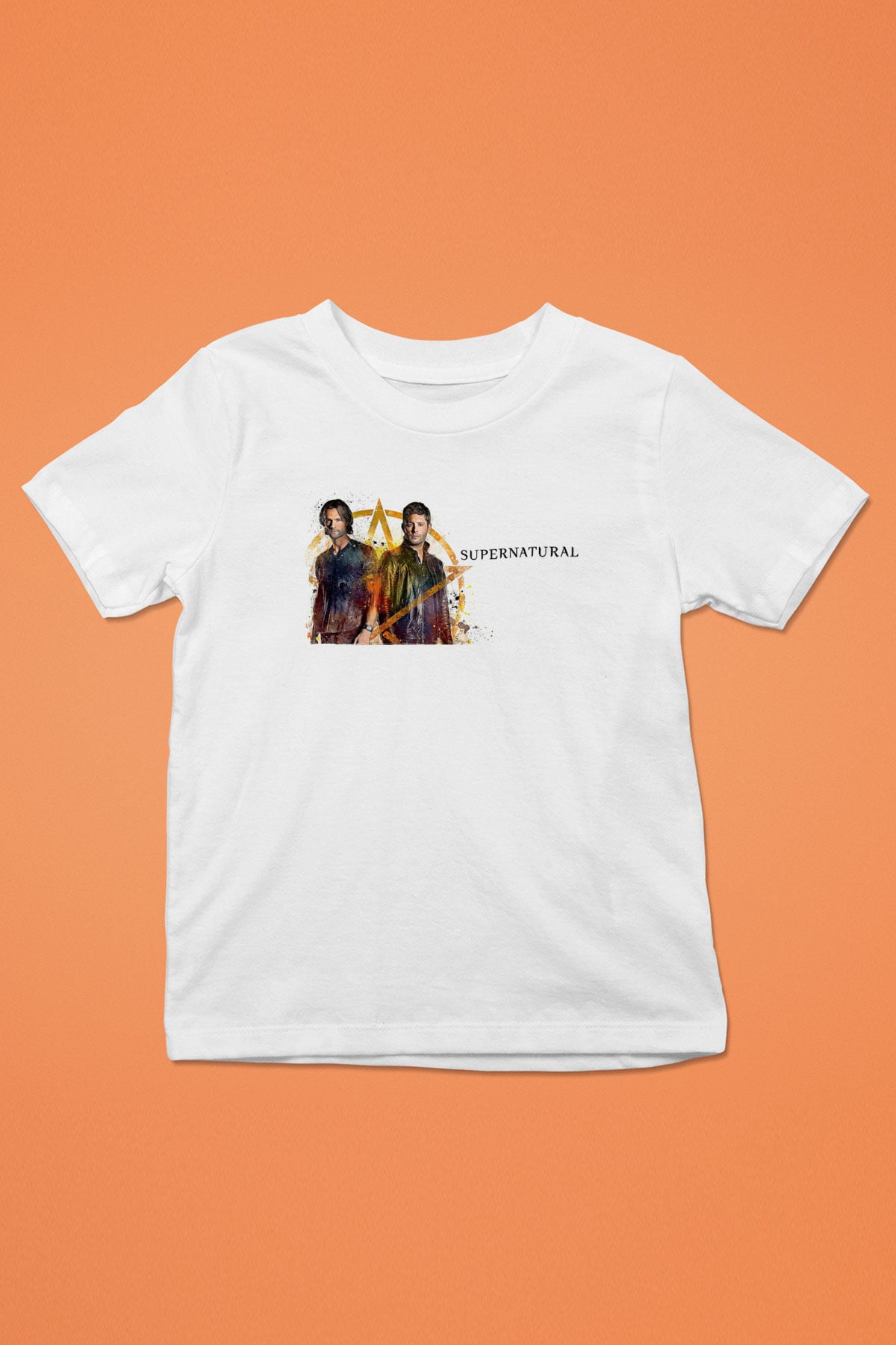 Supernatural Baskılı Beyaz Unisex Beyaz Çocuk Tişört - Tshirt
