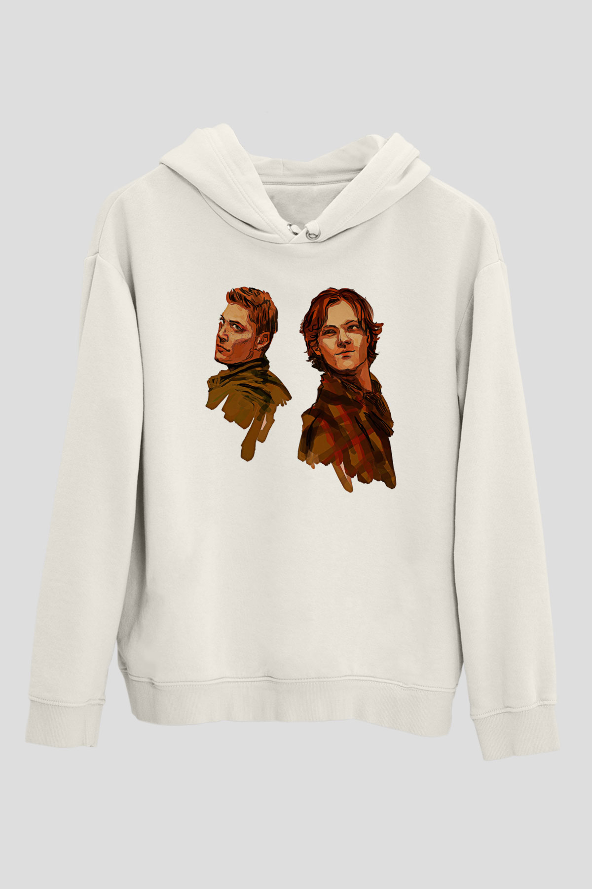 Supernatural Baskılı Beyaz Unisex Hoodie