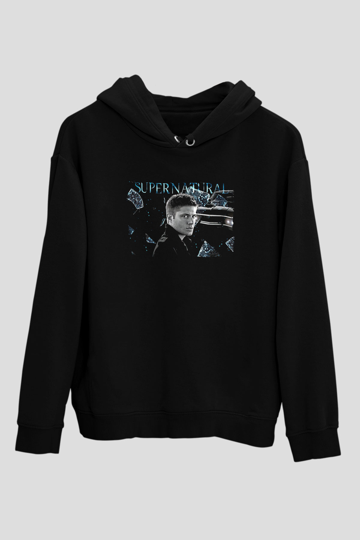 Supernatural Baskılı Unisex Siyah Hoodie