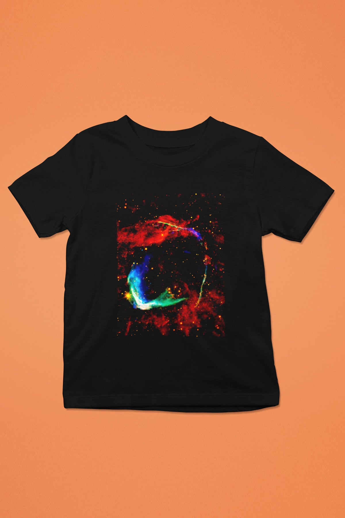 Süpernova Baskılı Siyah Unisex Çocuk Tişört
